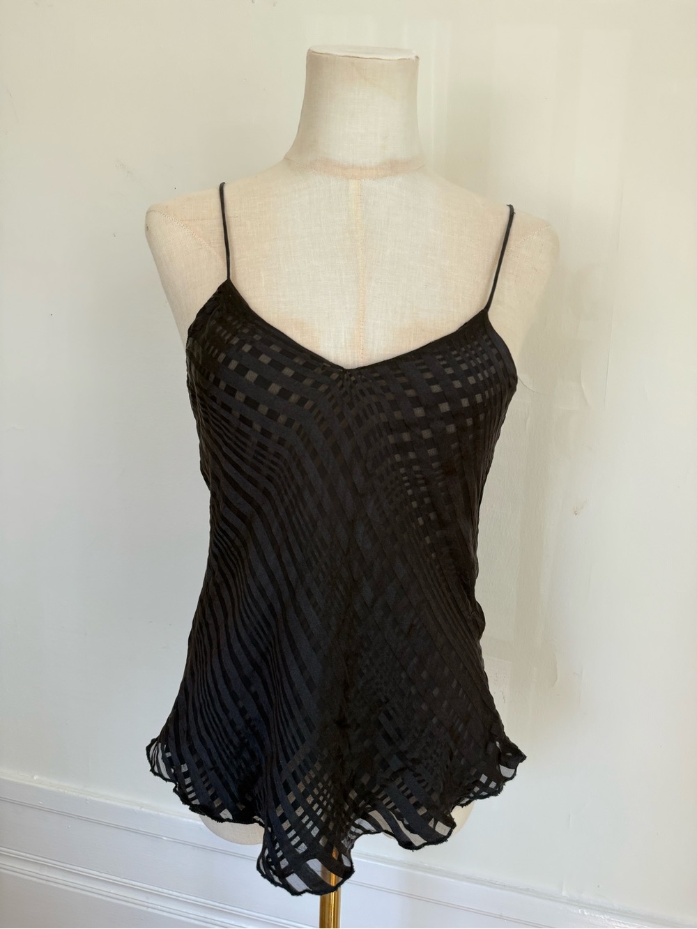 Vintage Carole Little Black Silk Bias Cami Tank